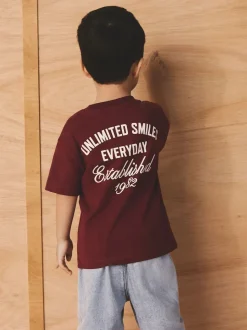 Slogan rouge baie - T-shirt Manches courtes Back Imprimé (3mths-7yrs)