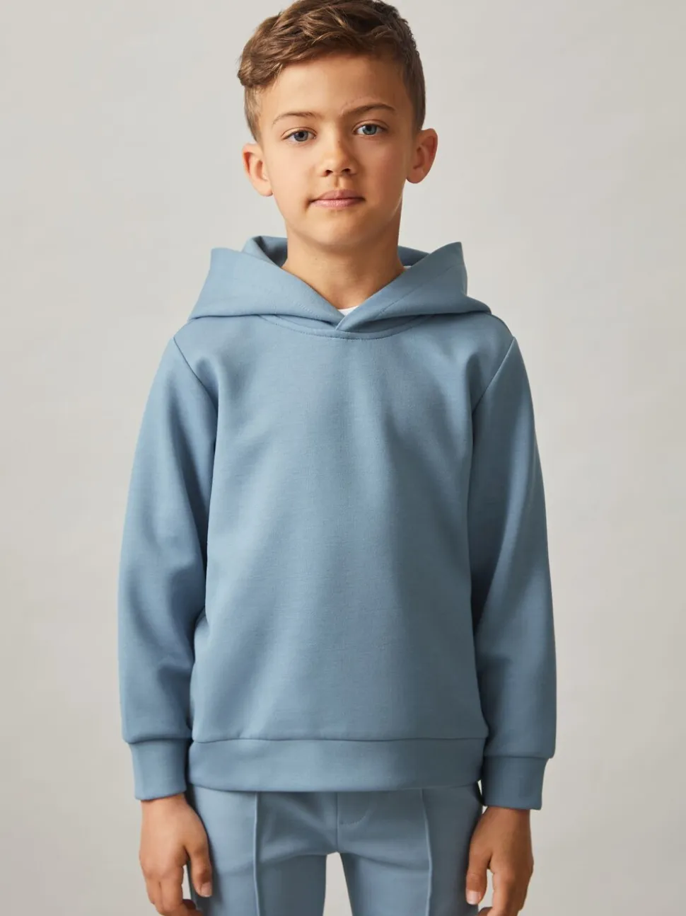 Soft Denim Bleu - Reiss Fabien - Sweat à capuche en jersey interlock