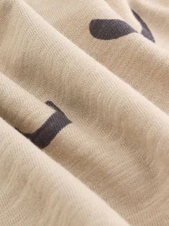 Sourire Beige Sable - T-shirt imprimé manches longues 100% coton (3mois-7ans)