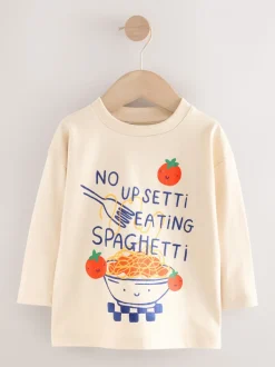 Spaghetti blanc - T-shirt imprimé graphique à manches longues (3mois-8ans)