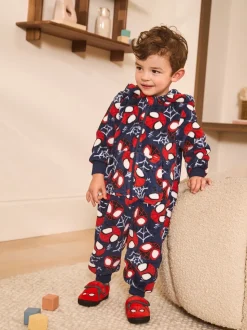 Spiderman bleu marine/rouge - Tout-en-un sous licence en polaire (9mois à10ans)