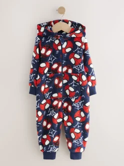Spiderman bleu marine/rouge - Tout-en-un sous licence en polaire (9mois à10ans)