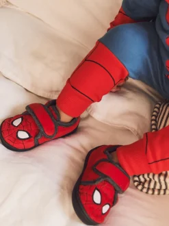 Spiderman Marvel rouge - Chaussons imprimés semelle à fermeture tactile