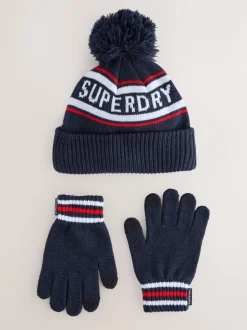 Superdry Ensemble bonnet et Gants à pompons