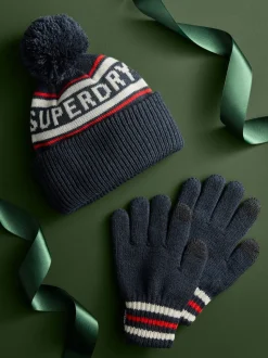 Superdry Ensemble bonnet et Gants à pompons