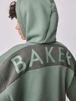 Sweat à capuche Baker by Ted Baker vert oversize à motif graphique dans le dos