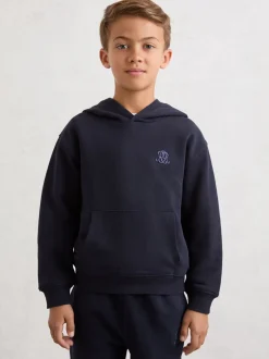 Sweat à capuche décontracté brodé avec monogramme Reiss Conlin