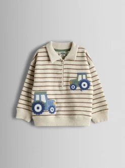 Sweat-shirt JoJo Maman Bébé semi-zippé à rayures