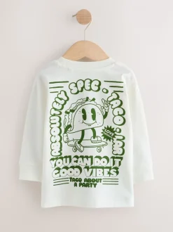 Taco bleu/vert - Lot de 3 t-shirts imprimés graphiques à manches longues (3mois-7ans)