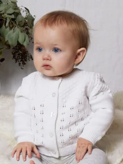 The Little Tailor Pointelle Bébé 100% coton blanc Cardigan