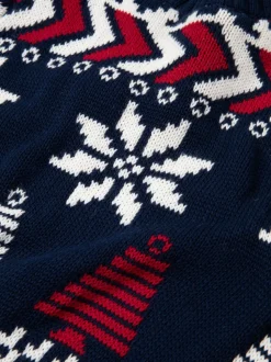 The Little Tailor pull en coton fairisle multicolore de Noël bleu enfant