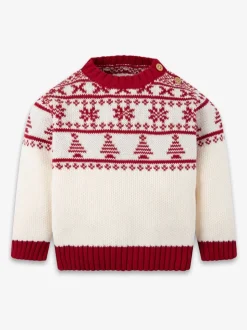 The Little Tailor pull en coton semi-jacquard de Noël Cream bébé