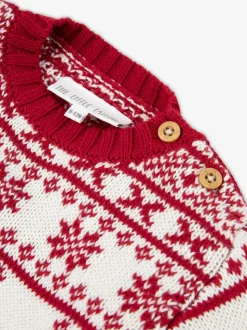 The Little Tailor pull en coton semi-jacquard de Noël Cream bébé
