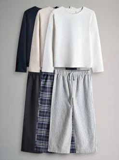 The Set Ensemble t-shirt à manches longues en jersey de coton et pyjama en bas tissé