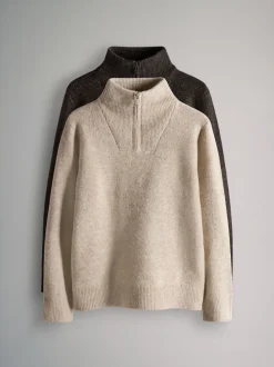 The Set lot de 2 pulls en maille à col zippé