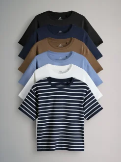 The Set lot de 6 T-shirts en coton oversize à Manches courtes Rayure
