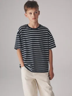 The Set lot de 6 T-shirts en coton oversize à Manches courtes Rayure