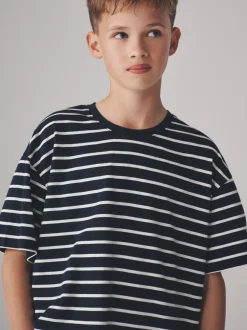 The Set lot de 6 T-shirts en coton oversize à Manches courtes Rayure