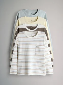 The Set lot de 4 t-shirts en coton slub à manches longues