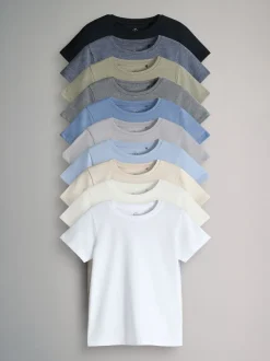 The Set lot de 10 t-shirts réguliers en coton Blend à manches courtes