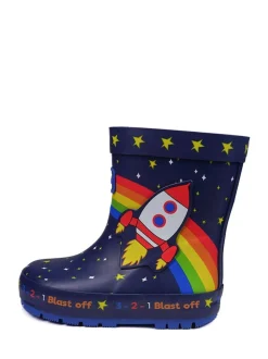 ToeZone Bottes en caoutchouc Blue Quinn Space Rocket