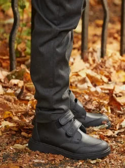 Toezone Levi Garçons Rip Tape Noir Ankle Bottes with Toe Bumper