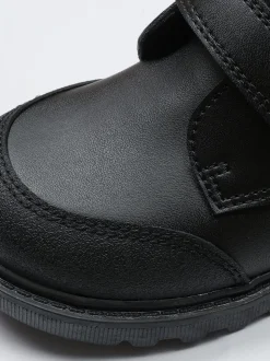 Toezone Levi Garçons Rip Tape Noir Ankle Bottes with Toe Bumper