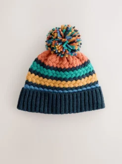 Torsade brillante cousue - Chapeau en maille bébé avec pompon (0mois-2ans)