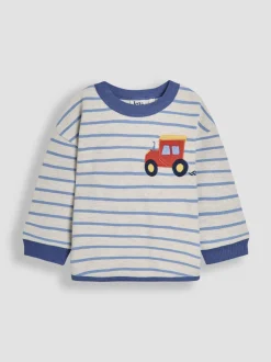 Tracteur bleu - Haut à poche JoJo Maman Bébé à motif appliqué