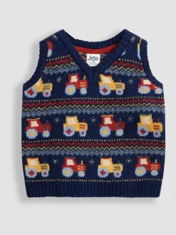 Tracteur bleu indigo - Débardeur JoJo Maman Bébé Fair Isle