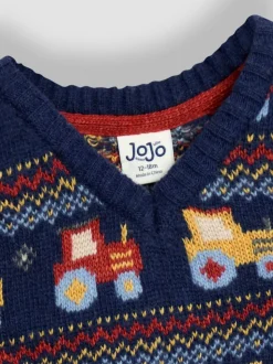 Tracteur bleu indigo - Débardeur JoJo Maman Bébé Fair Isle