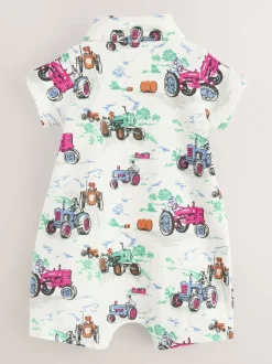 Tracteur écru à col imprimé - Barboteuse Kidston 100% Cotton Cath