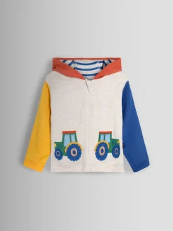 Tracteur naturel - Sweat à capuche réversible JoJo Maman Bébé color block