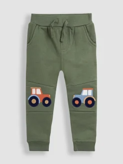 Tracteur vert kaki - Lot de 2pantalons de jogging JoJo Maman Bébé à motif appliqué genou et uni