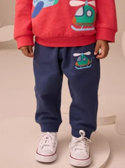 Transport appliqué rouge/bleu marine - Ensemble Sweat-shirt à capuche et Joggers (3mths-7yrs)