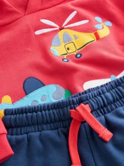 Transport appliqué rouge/bleu marine - Ensemble Sweat-shirt à capuche et Joggers (3mths-7yrs)