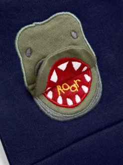 T-Rex bleu marine - Lot de 2pantalons de jogging JoJo Maman Bébé à motif appliqué genou et uni