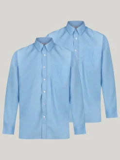 Trutex Bleu Regular Fit Long Sleeve 2 Pack School Shirts