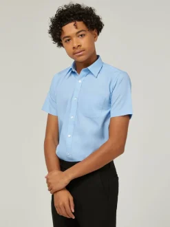 Trutex Bleu Regular Fit Manches courtes  2 Pack School Shirts