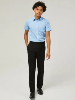 Trutex Bleu Regular Fit Manches courtes  2 Pack School Shirts