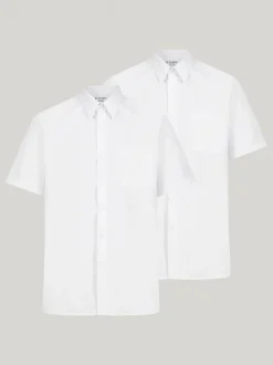 Trutex White Regular Fit Manches courtes  2 Pack School Shirts