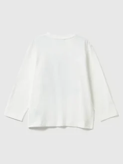 T-shirt Benetton blanc à fermeture éclair appliquée garçon (2-6 ans)