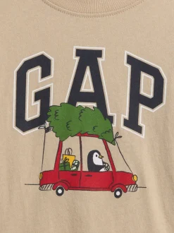 T-shirt de Noël à manches longues avec logo Gap (6mois5ans) (6mois5ans)