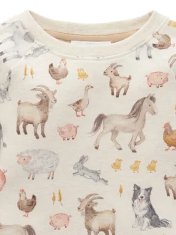 T-shirt épais à Manches longues Purebaby Ferme Animaux