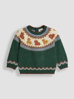 Vache verte des Highlands - Pull JoJo Maman Bébé Personnage Fair Isle