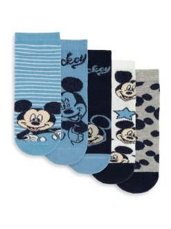 Vanilla Underground Disney Ensemble de 5Chaussettes au mollet Mickey Mouse Bleues pour Garçons