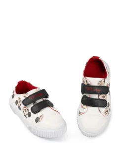 Vanilla Underground Disney Baskets Velcro Mickey Mouse blanches imprimées sur l’ensemble pour Garçons