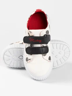 Vanilla Underground Disney Baskets Velcro Mickey Mouse blanches imprimées sur l’ensemble pour Garçons