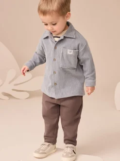 Velours côtelé bleu - Ensemble 3 pièces T-shirt et Survêtement (3mois-7ans)