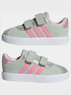 Vert - adidas Vl Cour 3.0 Baskets enfant à crochets et boucles